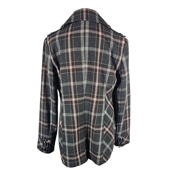 Moda International Black/Gray/Brown/Pink Double-Breasted Pea Coat Size Large - Picture 2 of 6